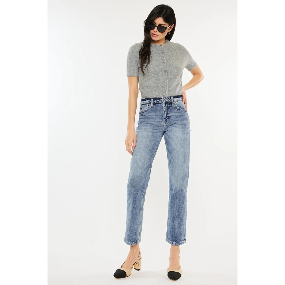 Kancan Jeans Womens 13/30 Blue Tilda High Rise Slim Straight Leg Distressed